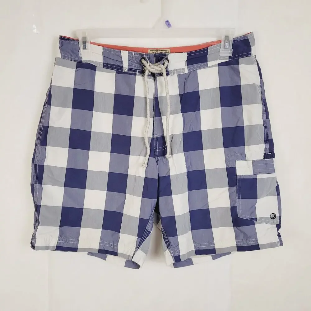 J.Crew The Original Longboard cargo swim shorts Size 33 retro surfer vacation